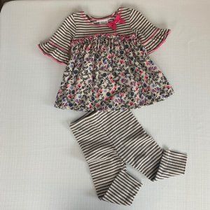 Bonnie Baby 2 Piece Floral/Stripe Set - Size 24M